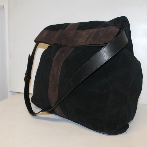 Large ECHO Suede Leather Flap Over Slouchy Shoulder Bag Handbag Purse - Picture 2 of 14